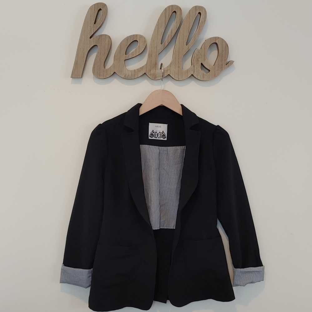 Black One Button Blazer (S) - Picture 2 of 6